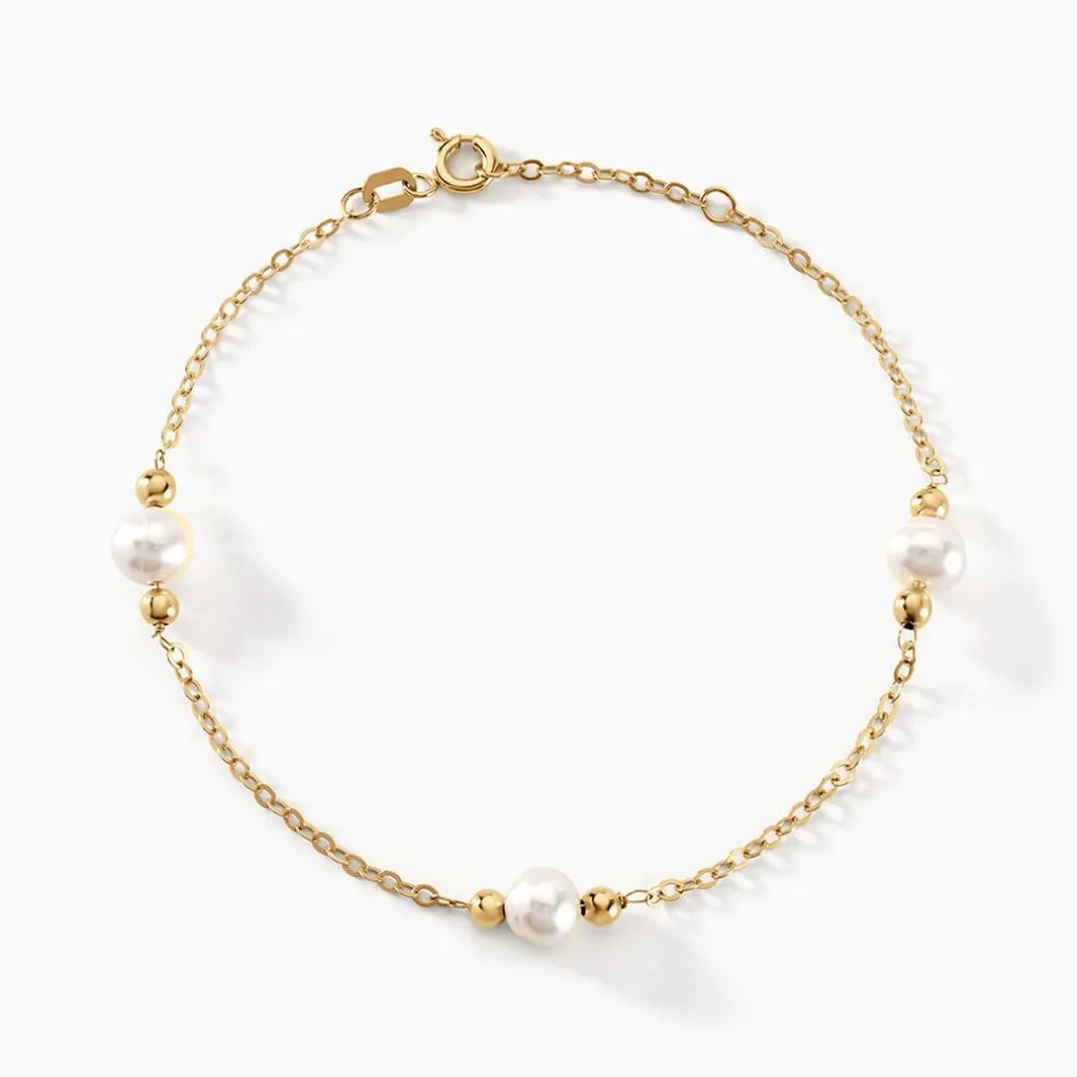 Bracelet Cannelle Or Jaune Perle De Culture