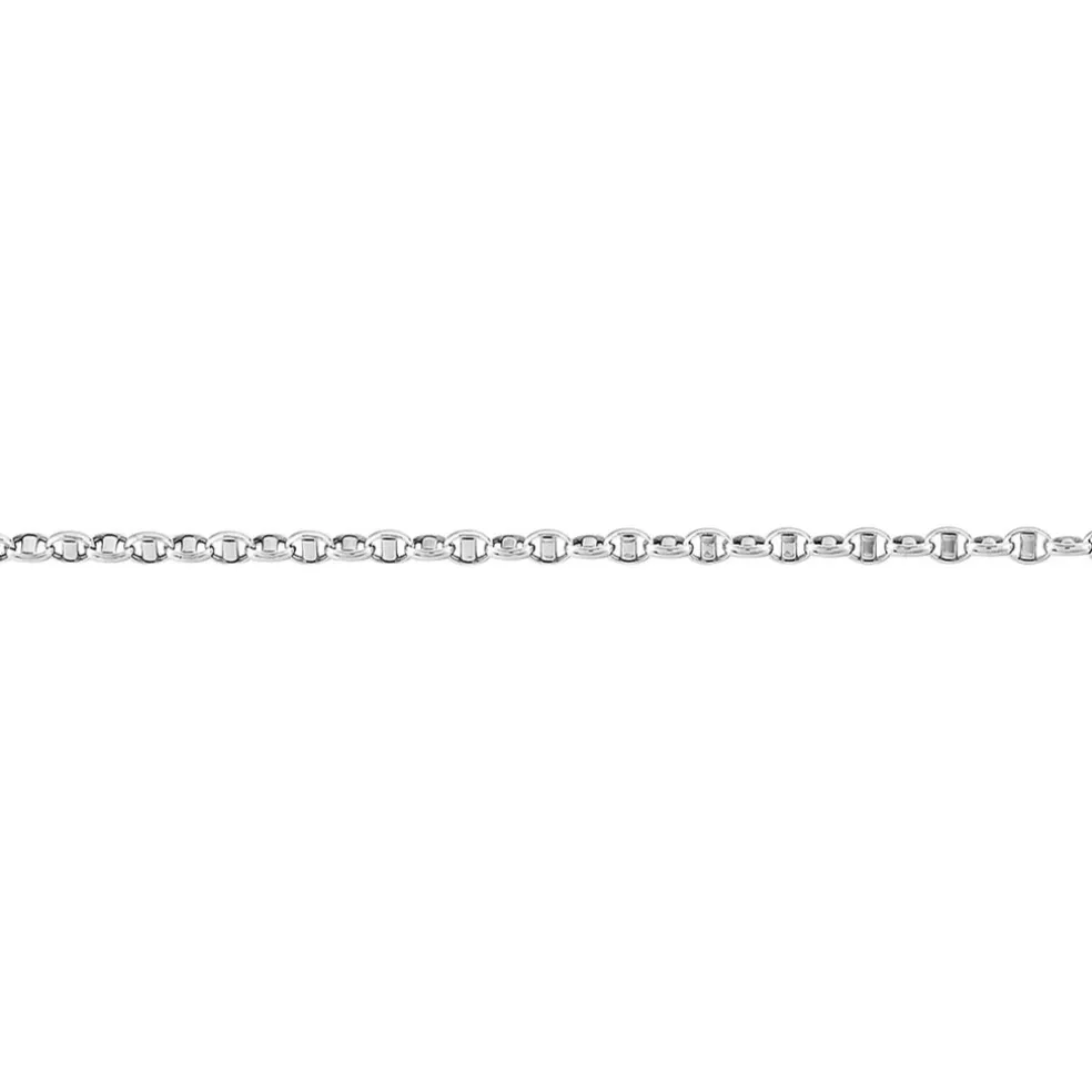 Bracelet Capucin Or Blanc Maille Marine Plate