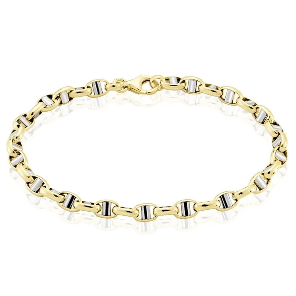 Bracelet Carlo Or Bicolore Maille Marine Ronde