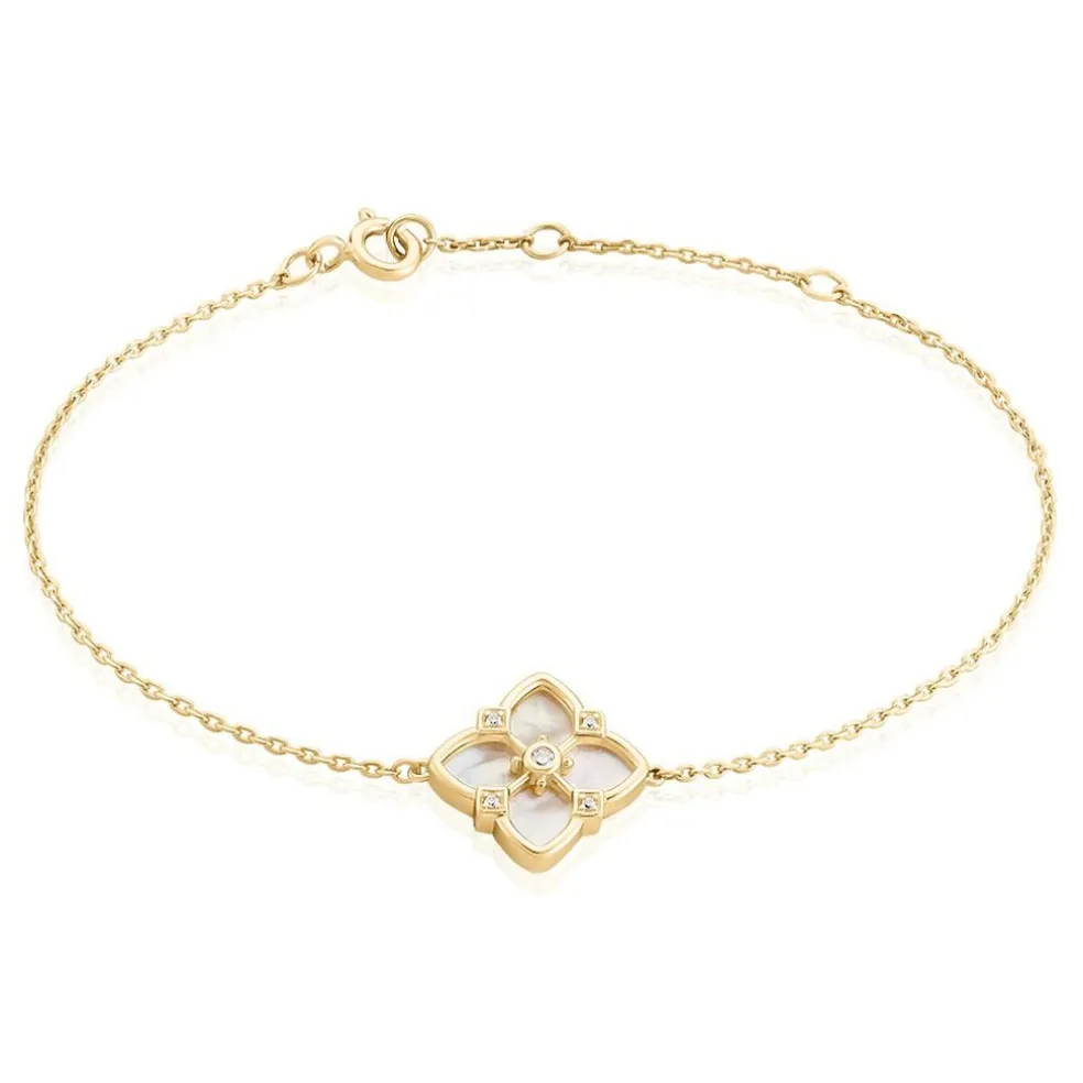 Bracelet Cassian Plaque Or Doré Nacre Oxyde De Zirconium
