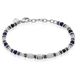 Bracelet Cliff Acier Gris Agate Hématite Oxyde De Zirconium