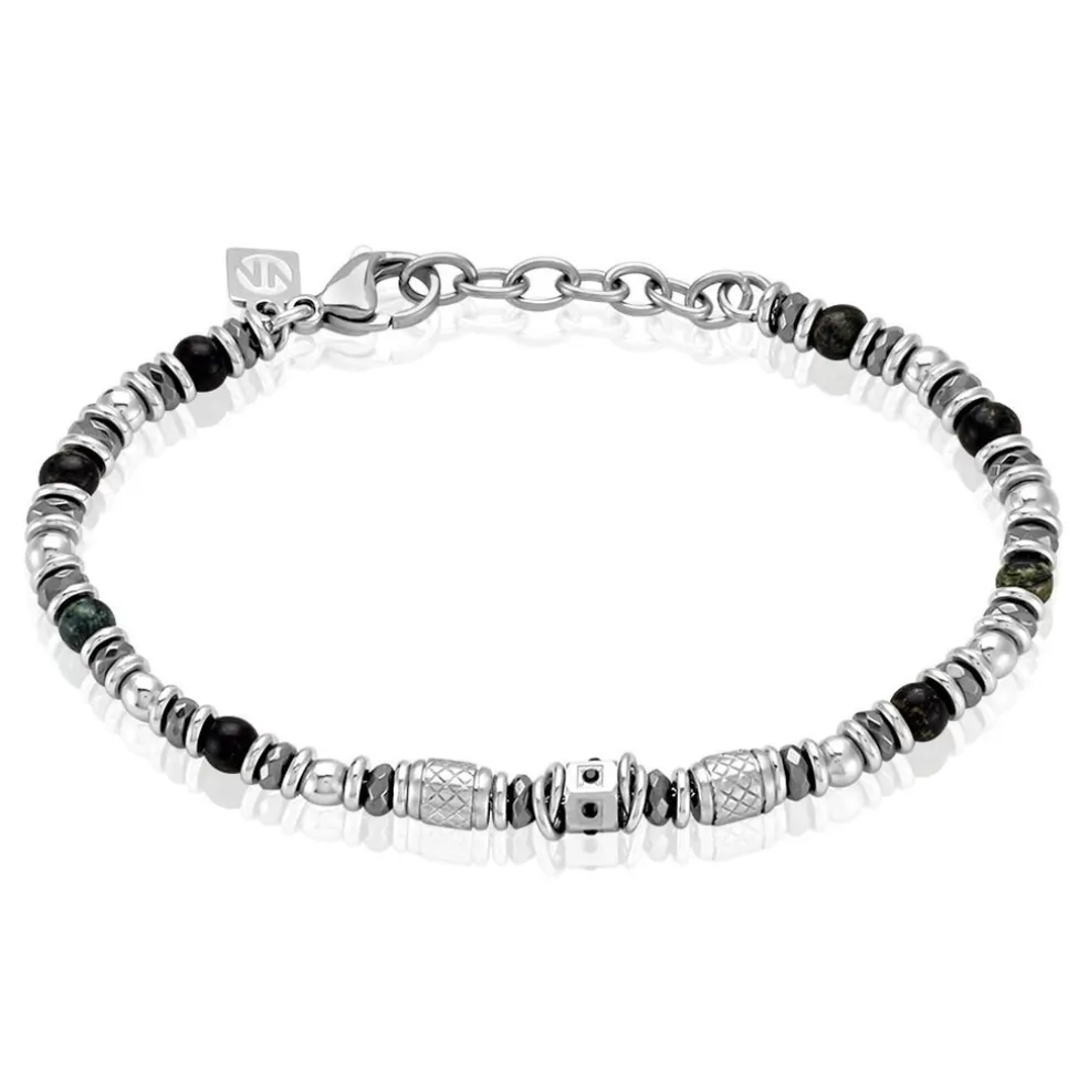 Bracelet Cliff Acier Gris Labradorite Hématite Oxyde De Zirconium