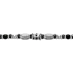 Bracelet Cliff Acier Gris Labradorite Hématite Oxyde De Zirconium