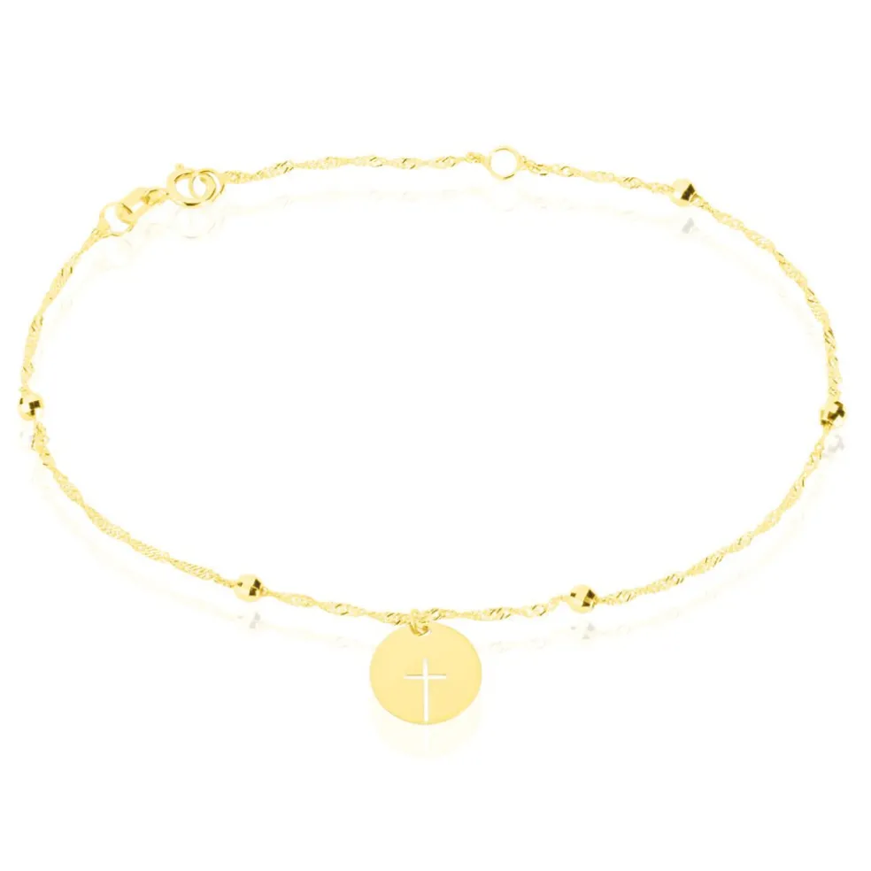 Bracelet Cobeia Croix Maille Forçat Or Jaune