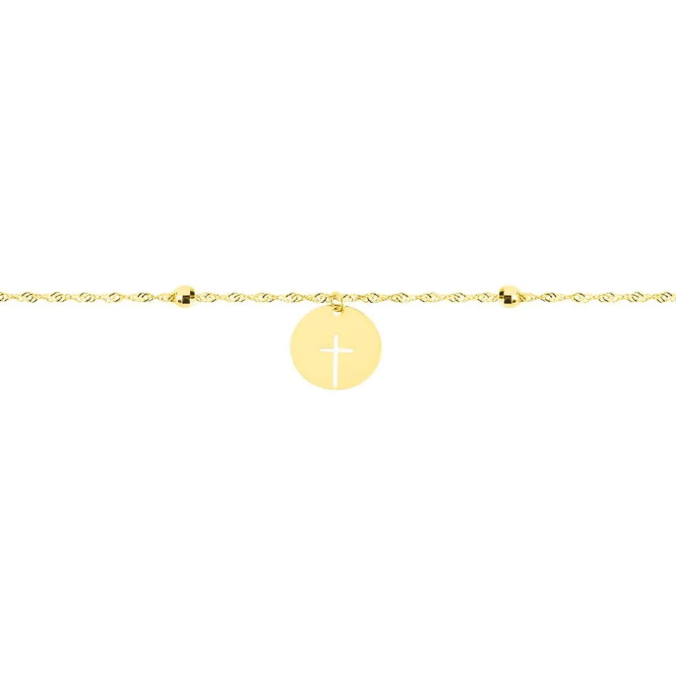 Bracelet Cobeia Croix Maille Forçat Or Jaune