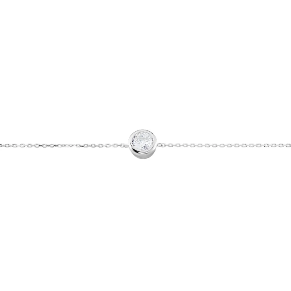 Bracelet Columbine Or Blanc Oxyde De Zirconium Blanc
