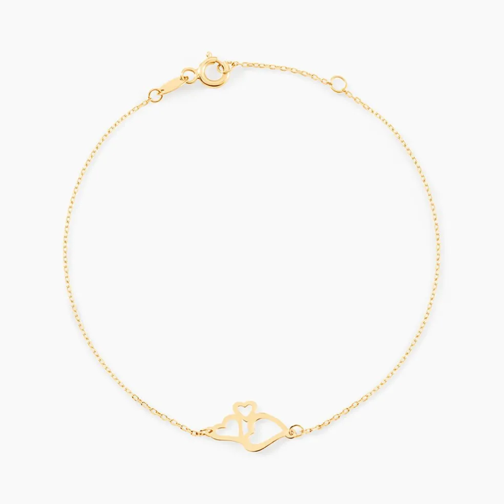 Bracelet Corazones Or Jaune