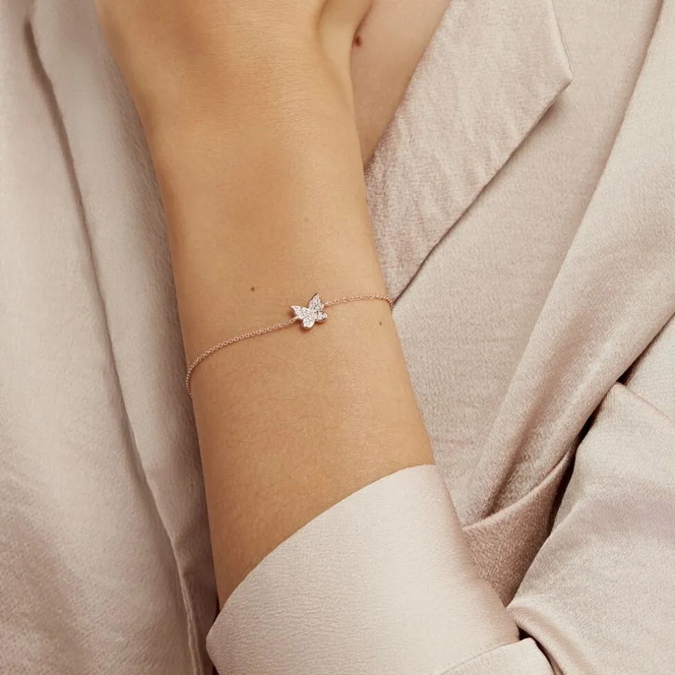 Bracelet Court Argent Rose Anne-lise Oxyde De Zirconium