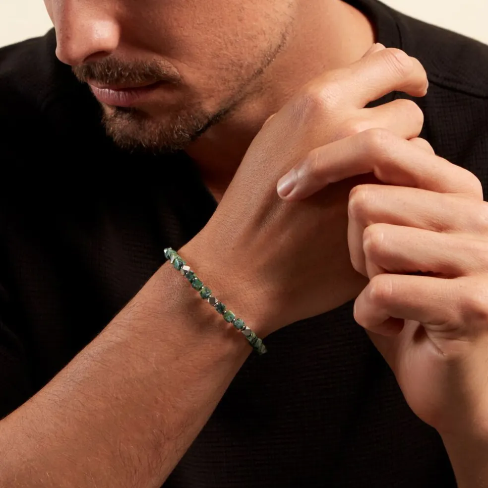 Bracelet Cusco Acier Blanc Turquoise
