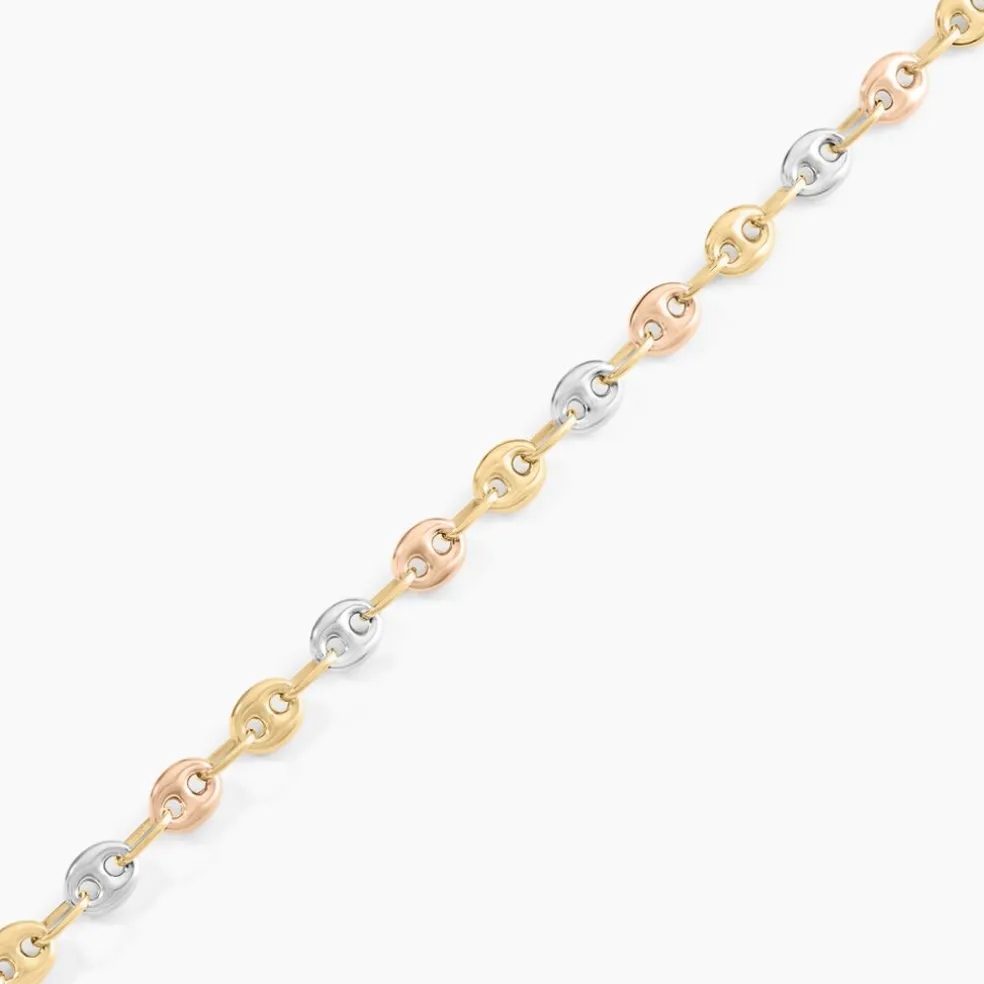 Bracelet Dami Maille Grain De Café Or Tricolore