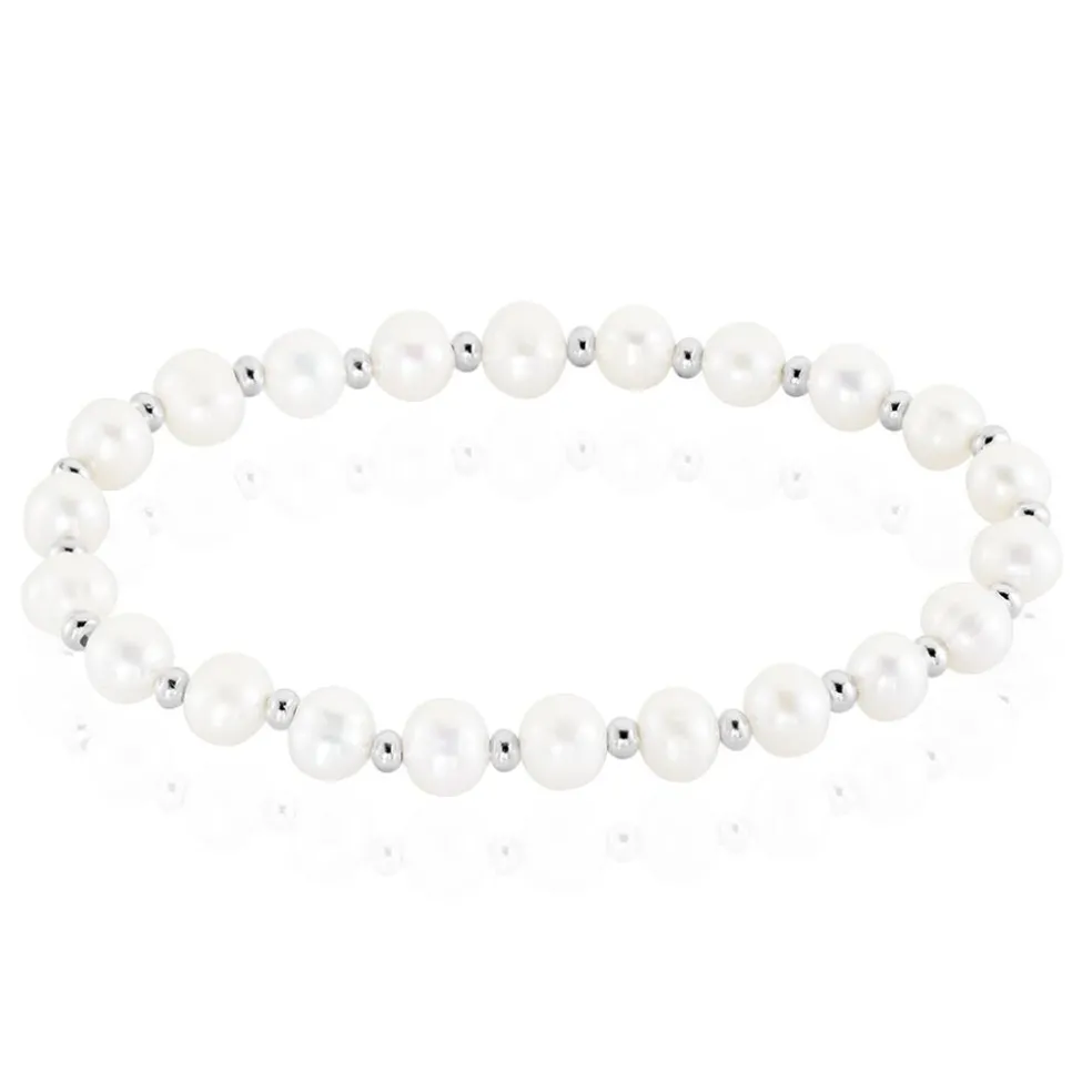 Bracelet Elastiqué Argent Sidel Perles De Culture