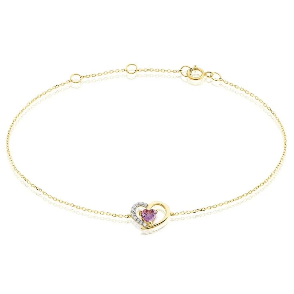 Bracelet Eliana Or Jaune Améthyste Oxyde De Zirconium