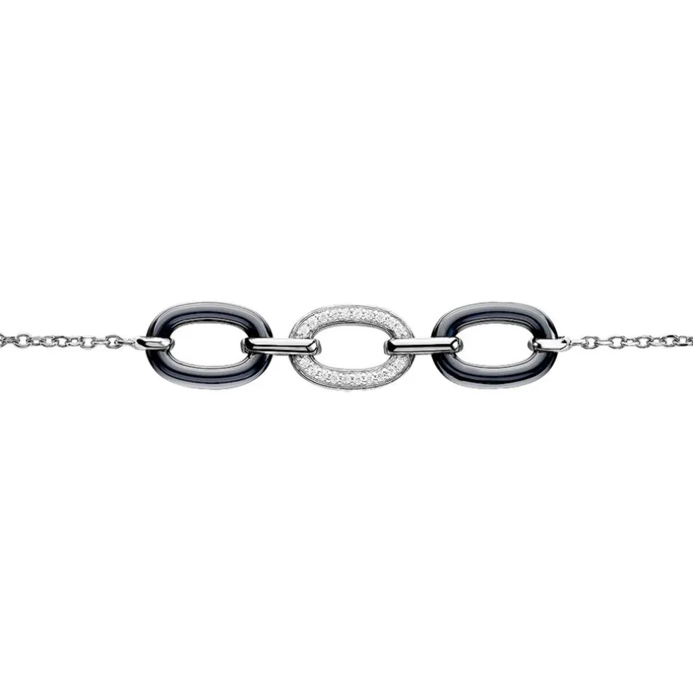 Bracelet Eulalie Argent Blanc Céramique Et Oxyde De Zirconium