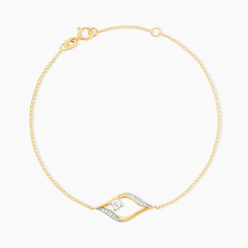 Bracelet Eye Or Jaune Oxyde De Zirconium