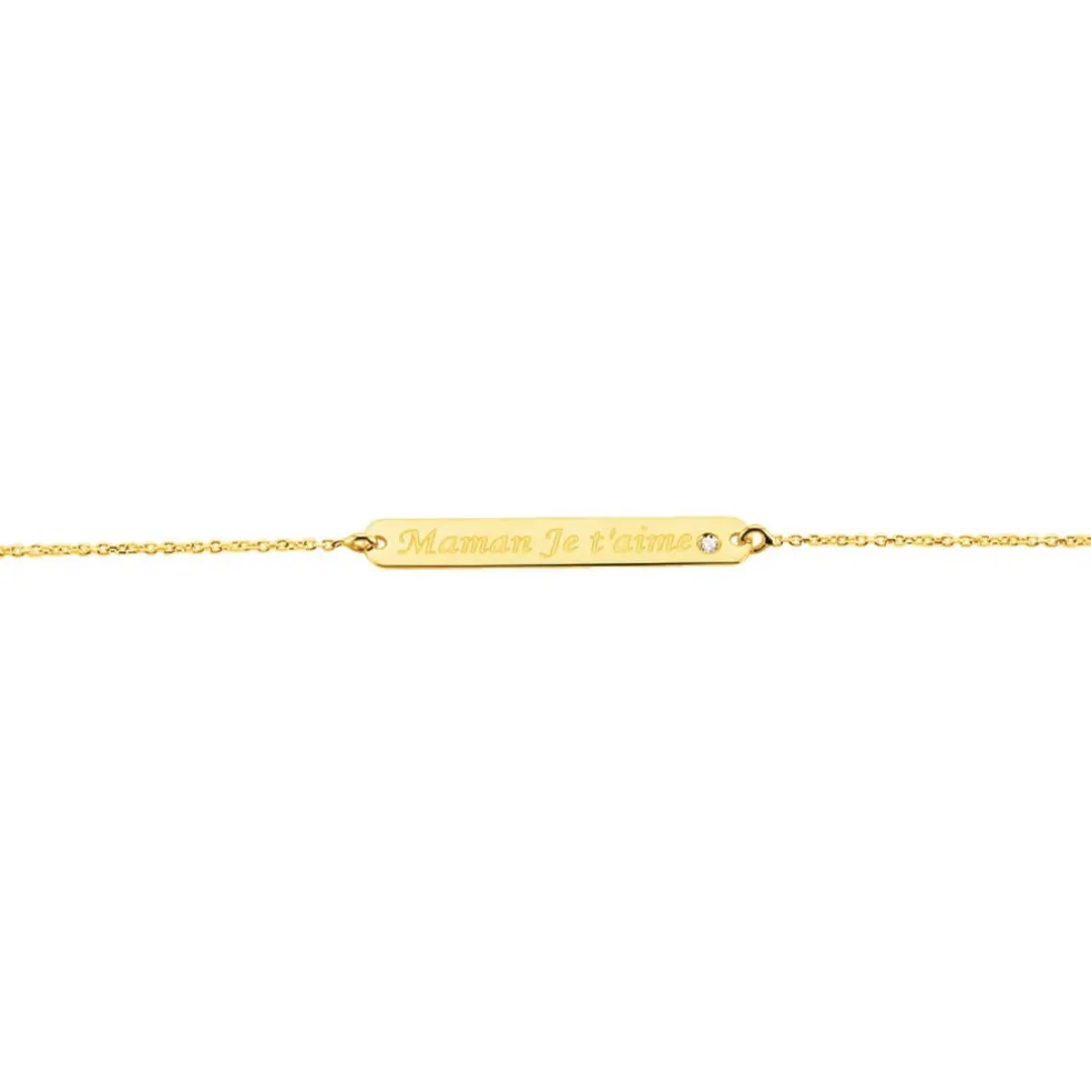Bracelet Fania Message Or Jaune Oxyde De Zirconium