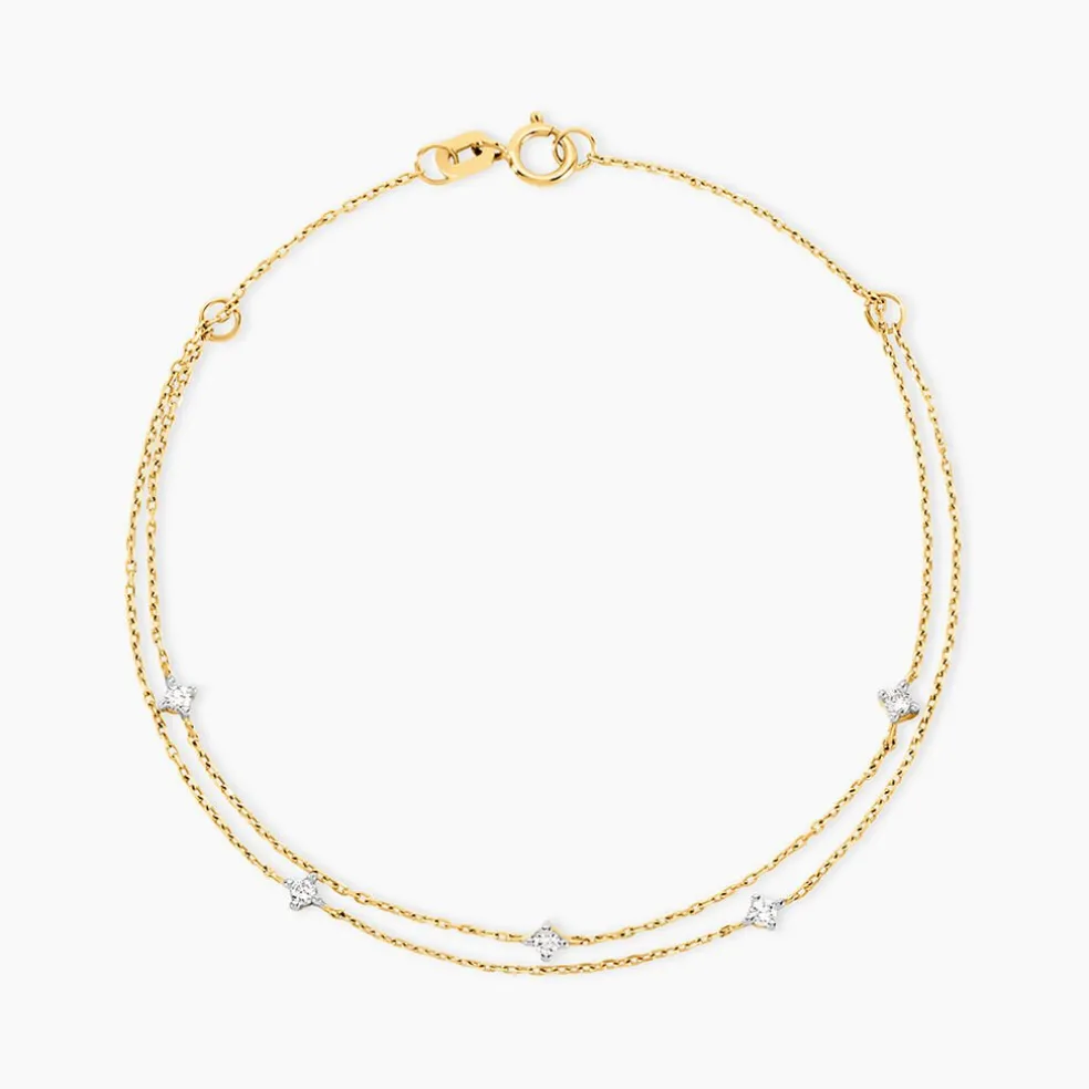 Bracelet Giordano Or Jaune Diamant Synthétique