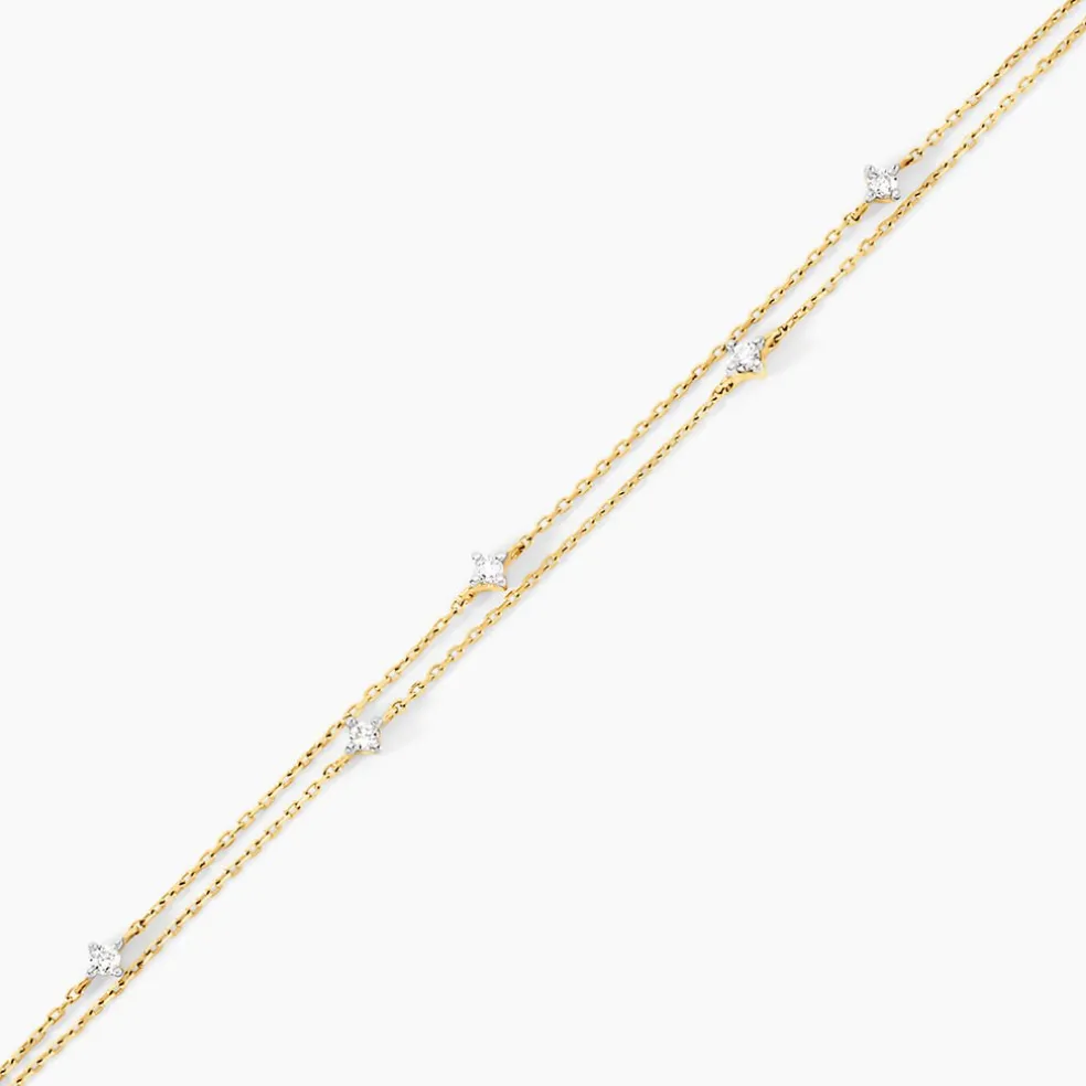 Bracelet Giordano Or Jaune Diamant Synthétique