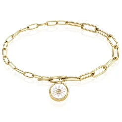 Bracelet Goddess Argent Doré Nacre Oxyde De Zirconium