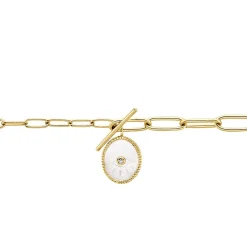 Bracelet Goddess Argent Doré Nacre Oxyde De Zirconium