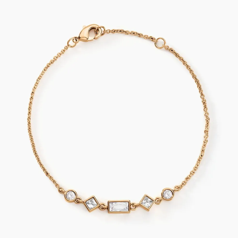 Bracelet Gold Chandelier Plaqué Or Doré Oxyde De Zirconium