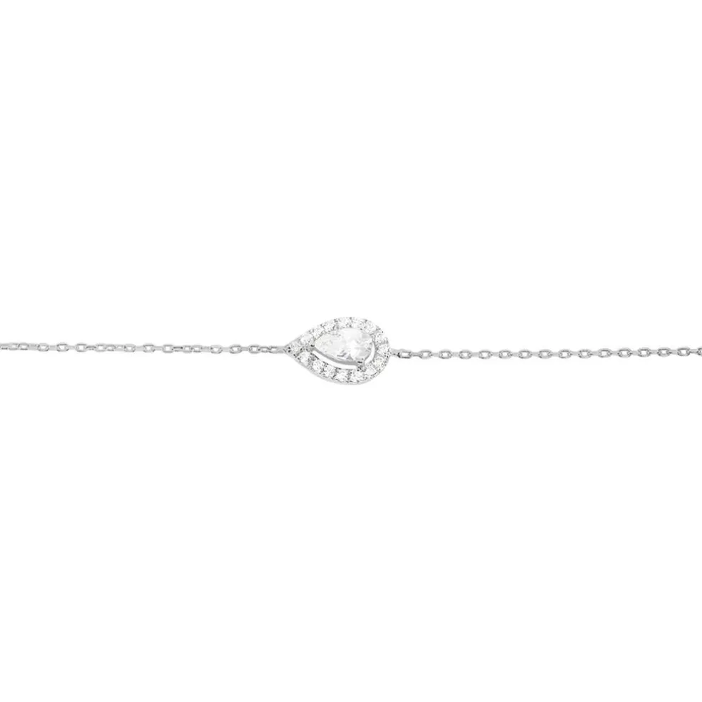 Bracelet Hildana Or Blanc Oxyde De Zirconium