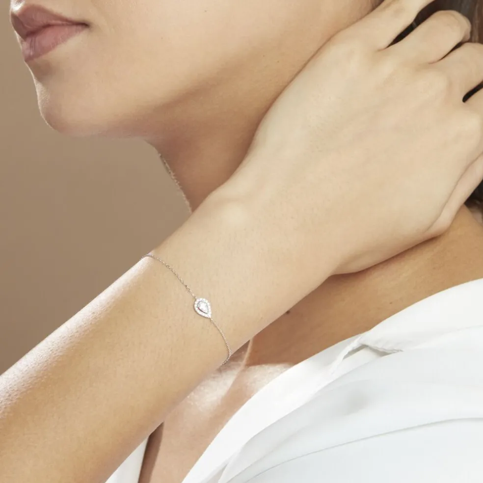 Bracelet Hildana Or Blanc Oxyde De Zirconium