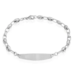 Bracelet Identité Evin Maille Grain De Cafe Or Blanc