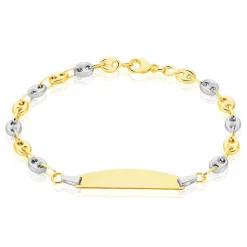 Bracelet Identité Evin Maille Grain De Cafe Or Bicolore