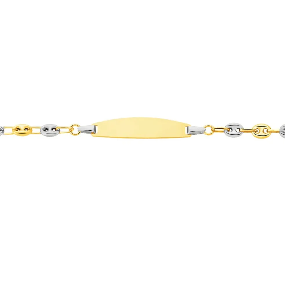 Bracelet Identité Evin Maille Grain De Cafe Or Bicolore
