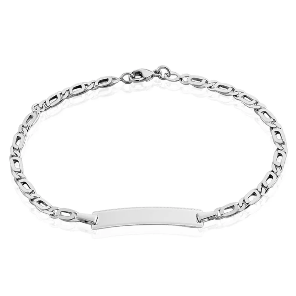 Bracelet Identité Fanelia Maille Marine Or Blanc
