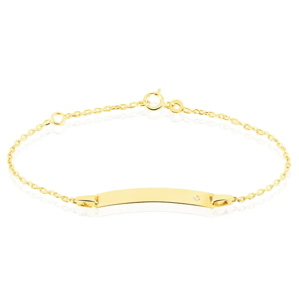 Bracelet Identité Gaspardine Maille Forçat Or Jaune Oxyde De Zirconium