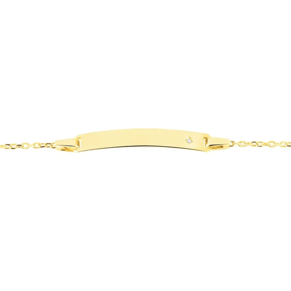 Bracelet Identité Gaspardine Maille Forçat Or Jaune Oxyde De Zirconium