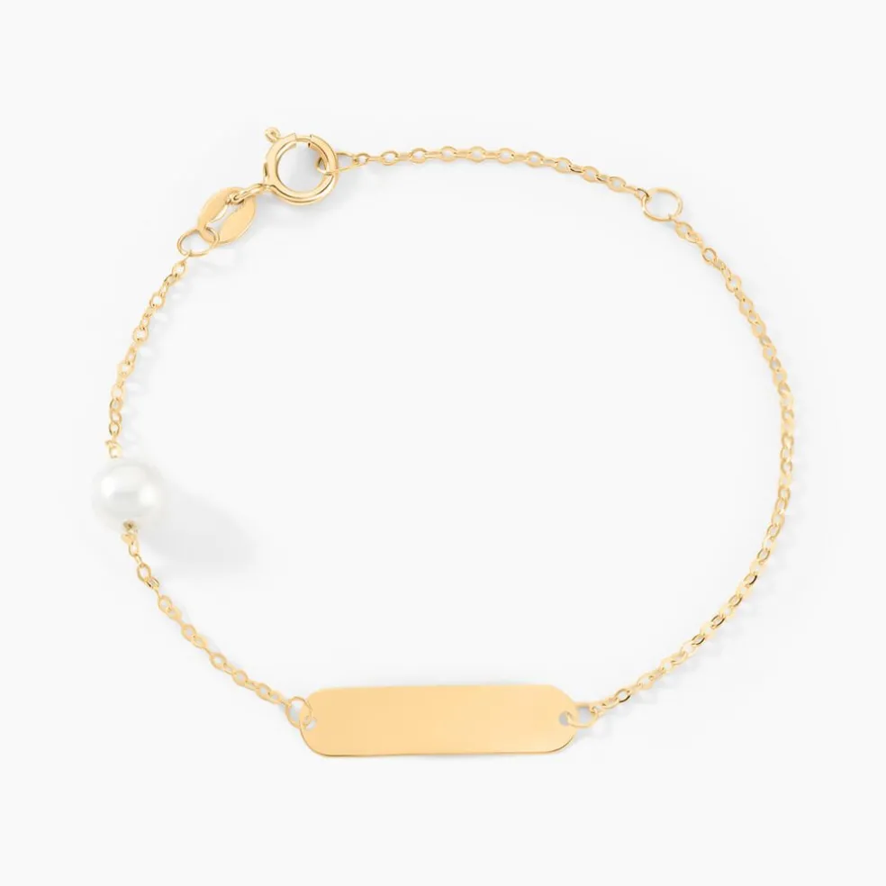 Bracelet Identité Helee Or Jaune Perle De Culture