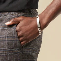 Bracelet Identité Vivian Maille Alternee 1/3 Argent Blanc