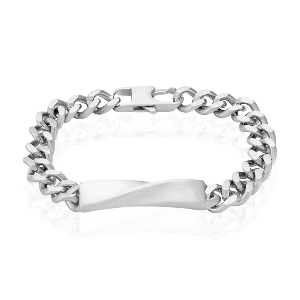 Bracelet Identitée Alfons Acier Blanc
