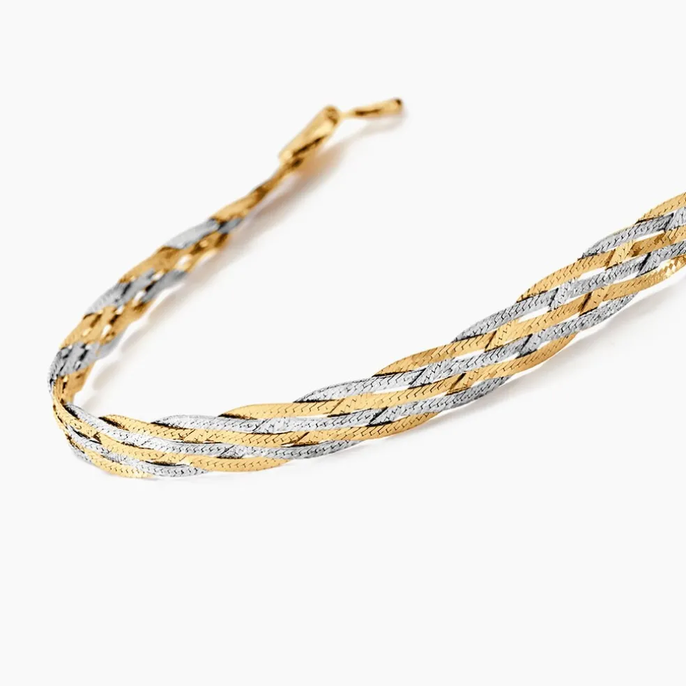 Bracelet Jasmin Tresse Or Bicolore