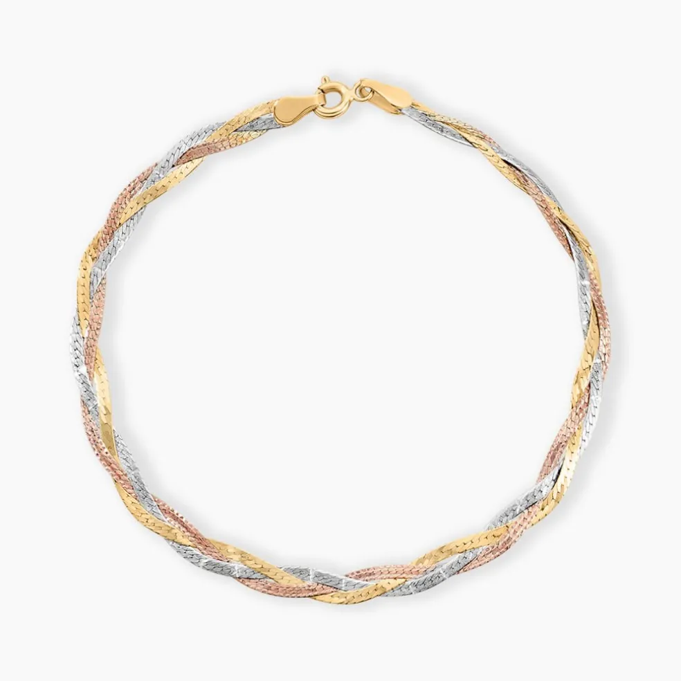Bracelet Jasmin Tresse Or Tricolore