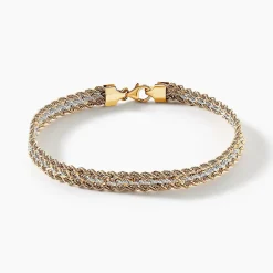 Bracelet Jerry Maille Corde 3 Rangs Or Bicolore