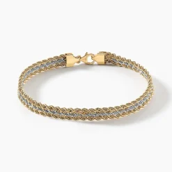 Bracelet Jerry Maille Corde 3 Rangs Or Bicolore