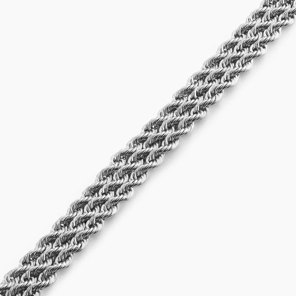 Bracelet Jerry Maille Corde 3 Rangs Or Blanc