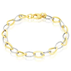 Bracelet Joice Maille Alternée Et Godronne Or Bicolore