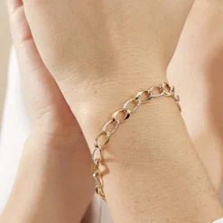 Bracelet Joice Maille Alternée Et Godronne Or Bicolore