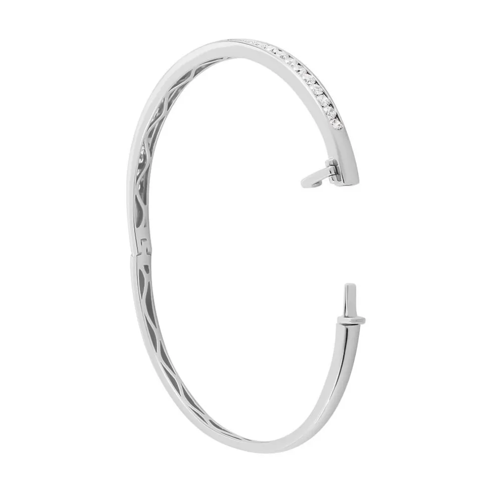 Bracelet Jonc Alane Or Blanc Oxyde De Zirconium