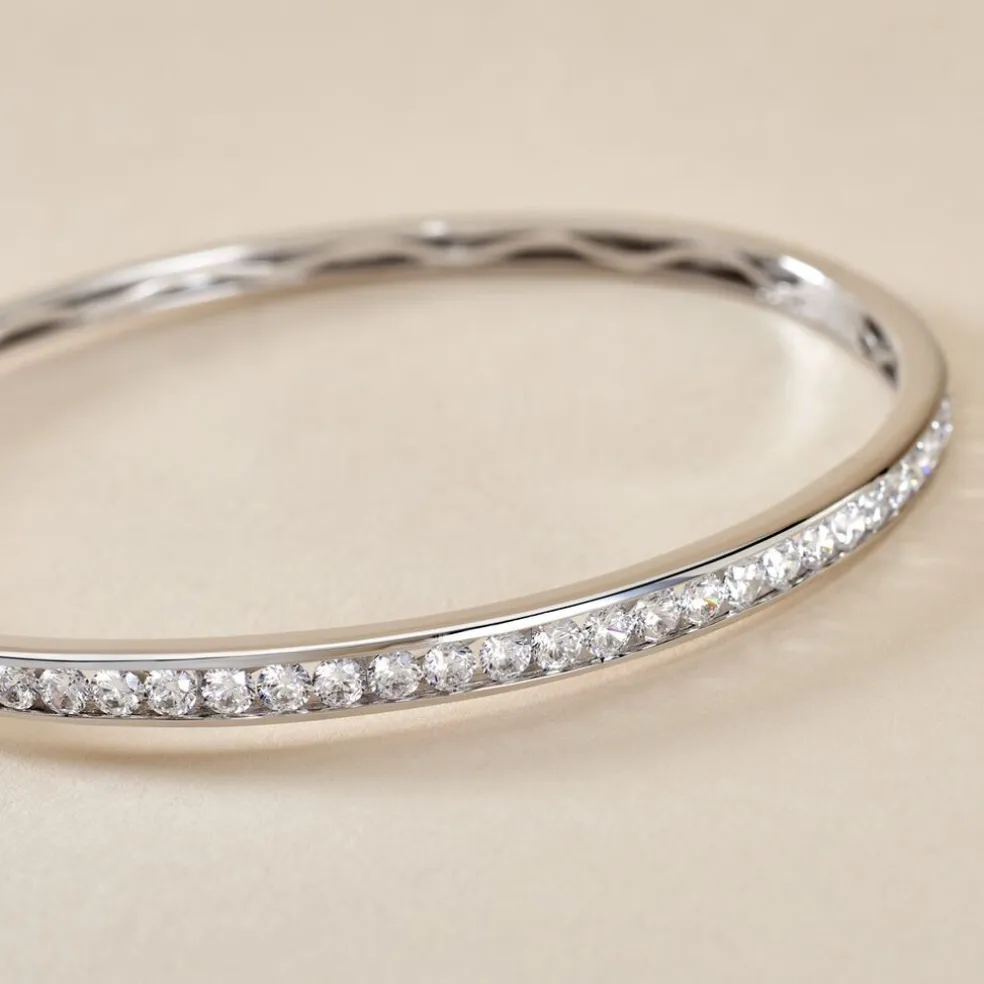 Bracelet Jonc Alane Or Blanc Oxyde De Zirconium