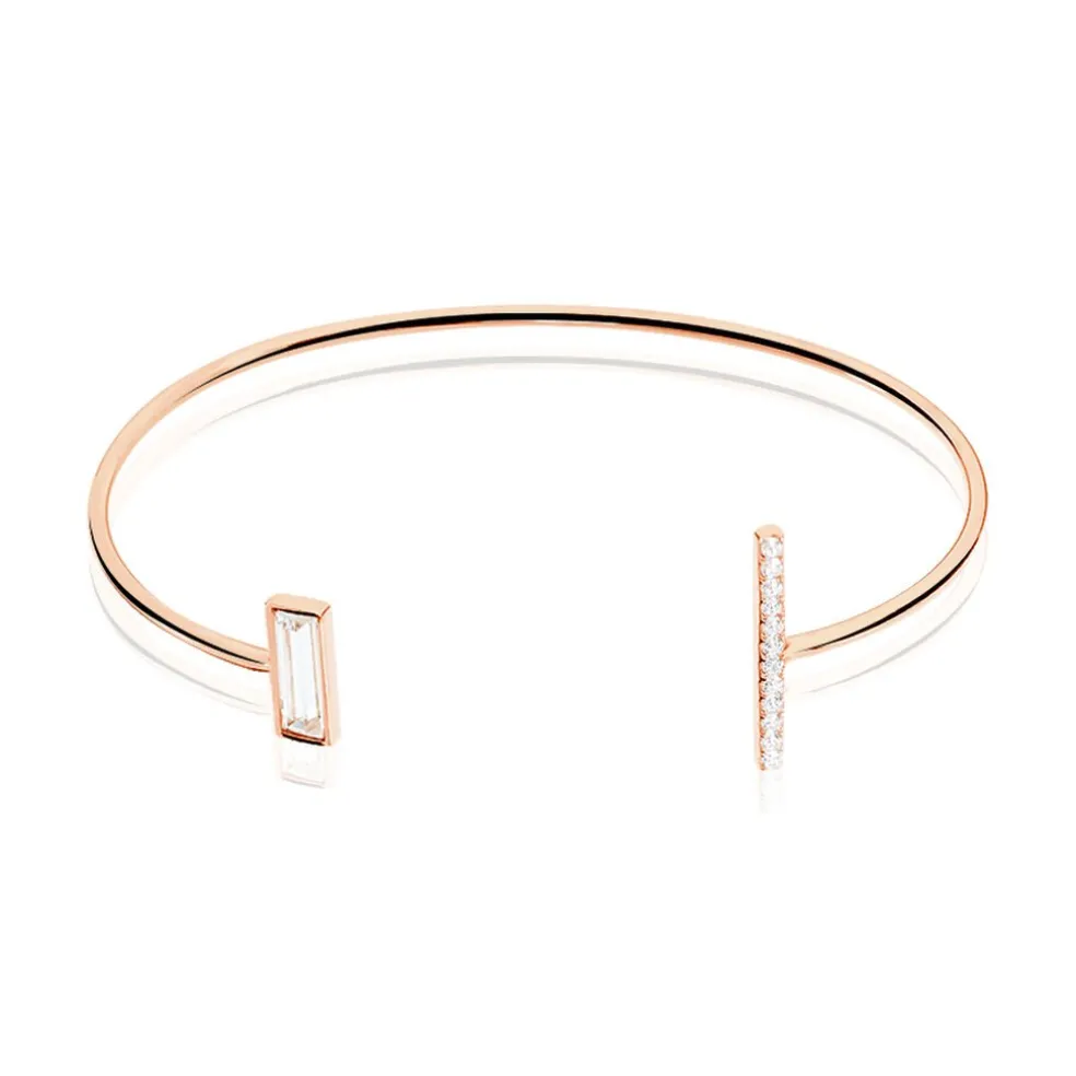 Bracelet Jonc Argent Rose Tea Oxyde De Zirconium