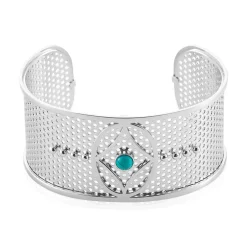 Bracelet Jonc Audreanne Acier Blanc Pierre De Synthese