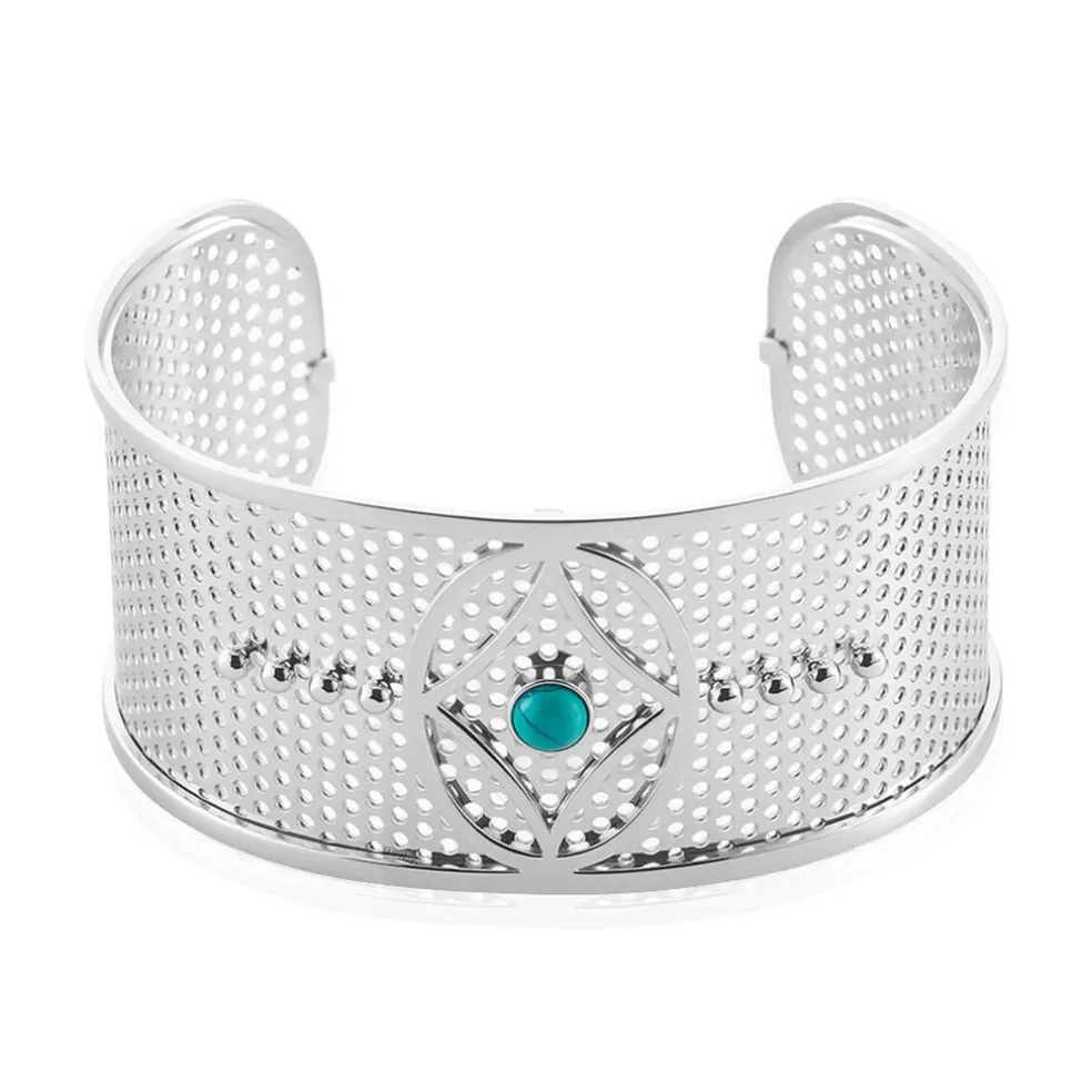 Bracelet Jonc Audreanne Acier Blanc Pierre De Synthese