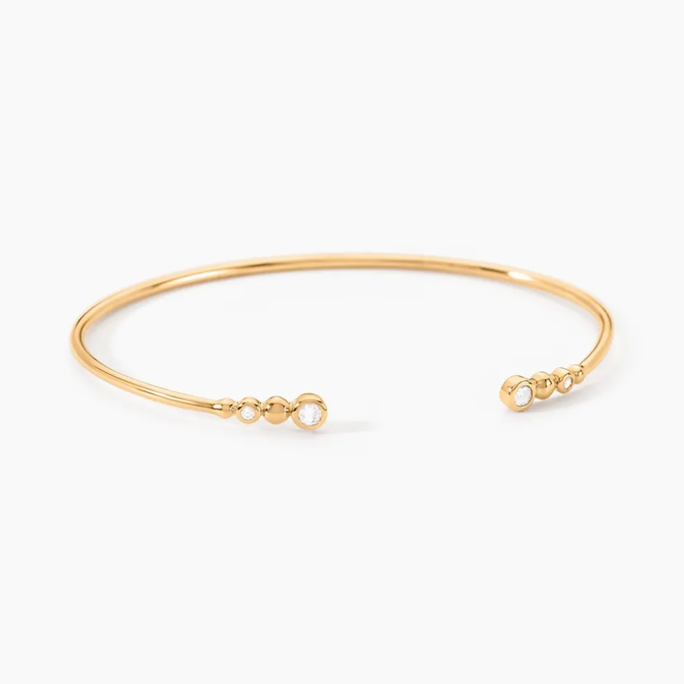 Bracelet Jonc Aura Plaque Or Jaune Oxyde De Zirconium