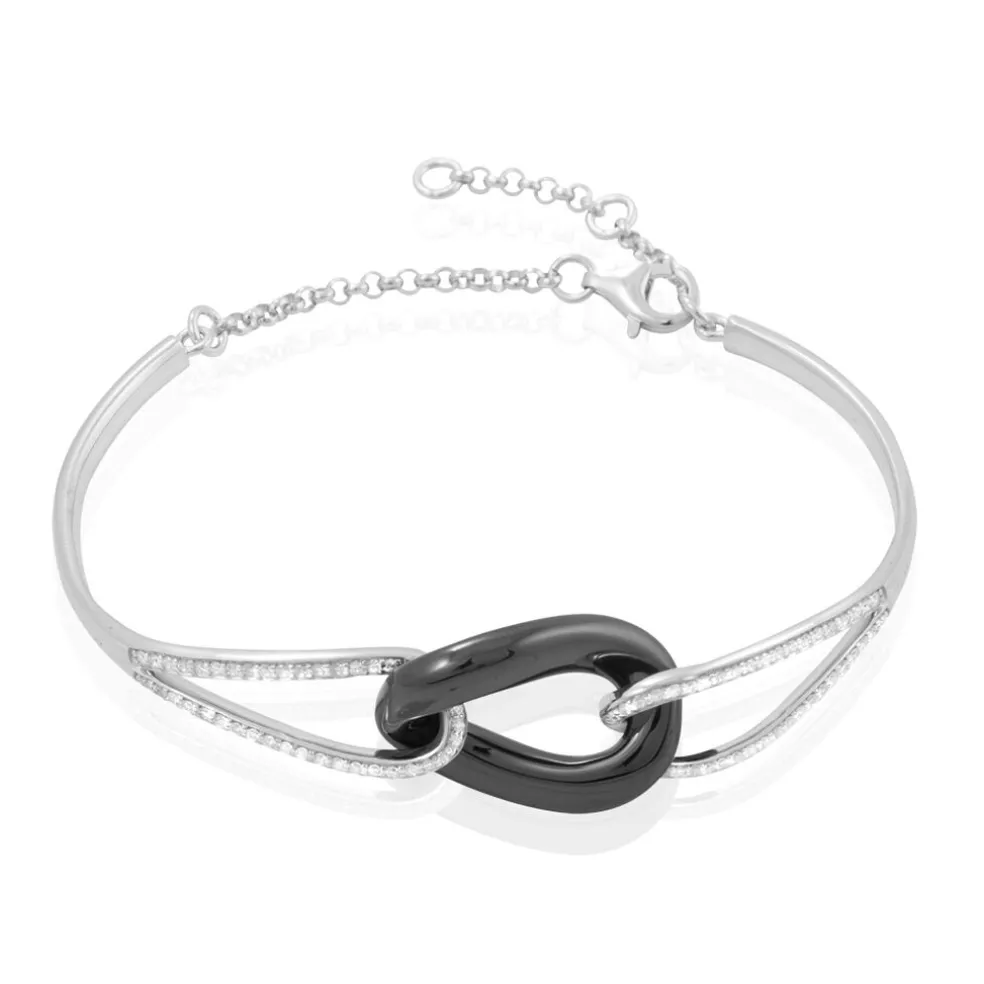 Bracelet Jonc Ceramik Design Argent Céramique Et Oxyde De Zirconium