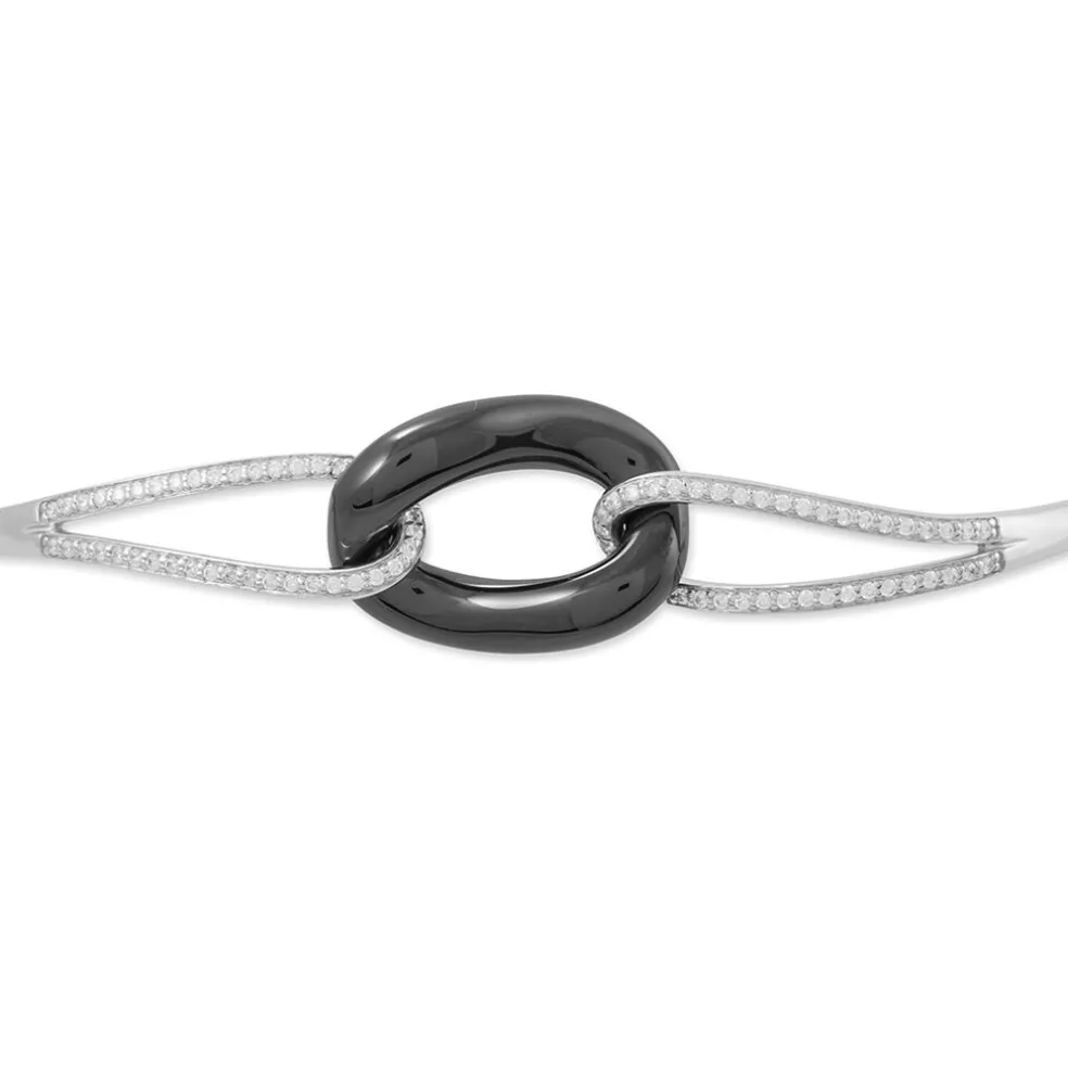 Bracelet Jonc Ceramik Design Argent Céramique Et Oxyde De Zirconium